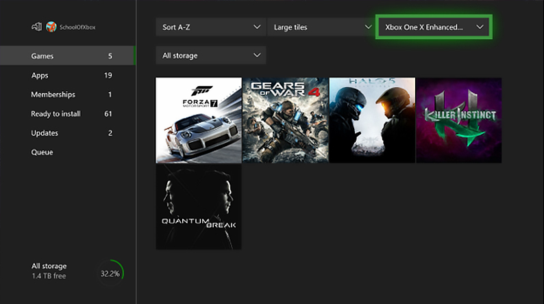 Como descobrir se os jogos estão atualizados para Xbox One X